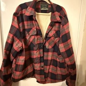 Jachs Plaid Utility Jacket in Red and Black